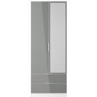 Ready Assembled 2 U Dover 2 Door 2 Drawer Mirrored Wardrobe (Ready Assembled) in Mid Grey