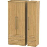 Ready Assembled 2 U Carlton Triple 2 Drawer + Drawer Wardrobe (Ready Assembled) in Natural