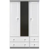 Ready Assembled 2 U Stratford Tall Triple 2 Drawer Mirror + Drawer Wardrobe (Ready Assembled) in White