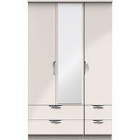 Ready Assembled 2 U Holborn Triple 2 Drawer Mirror + Drawer Wardrobe (Ready Assembled) in Taupe