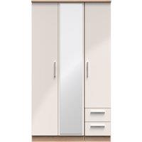 Ready Assembled 2 U Windsor Tall Triple Mirror + Drawer Wardrobe (Ready Assembled) in Beige