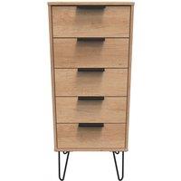 Ready Assembled 2 U Fuji 5 Drawer Tall Bedside (Ready Assembled) in Natural
