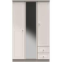 Ready Assembled 2 U Stratford Tall Triple Mirror + Drawer Wardrobe (Ready Assembled) in Taupe