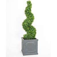 Primrose Artificial Garden Patio Box Topiary Buxus Grass Spiral Bush 90cm in Green