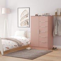 Ready Assembled 2 U Dover 1 Door 5 Drawer Childrens Wardrobe (Ready Assembled) in Dusty Pink