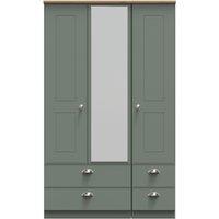 Ready Assembled 2 U Albert Triple 2 Drawer Mirror + Drawer Wardrobe (Ready Assembled) in Pale Green