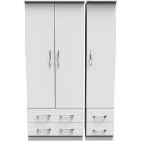 Ready Assembled 2 U Hampshire Triple 2 Drawer + Drawer Wardrobe (Ready Assembled) in White