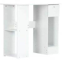 VOGREX Computer Desk H Shaped PC Laptop Gaming Table W/ Book Shelves Bookcase in White | Size: 100 cm x 15 cm