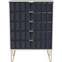 Ready Assembled 2 U Metro 5 Drawer Chest (Ready Assembled) in Dark Blue