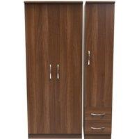 Ready Assembled 2 U Hampshire Triple Plain + Drawer Wardrobe (Ready Assembled) in Walnut