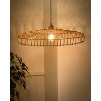Dibor Traditional Rattan Flush Wide Easy Fit Decor Ceiling Shade H12 x D57cm in Beige