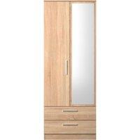Ready Assembled 2 U Trent 2 Door 2 Drawer Mirrored Wardrobe (Ready Assembled) in Light Oak