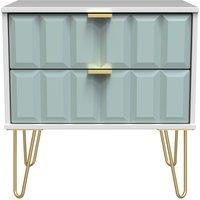 Ready Assembled 2 U Metro 2 Drawer Side Table (Ready Assembled) in Duck Egg Blue