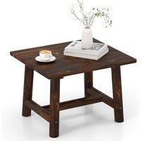 Costway Square Side Table 100% Solid Natural Wood Mini Coffee Table in Brown