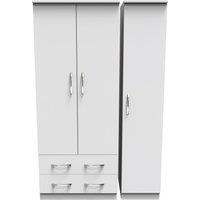 Ready Assembled 2 U Hampshire Triple 2 Drawer Wardrobe (Ready Assembled) in White