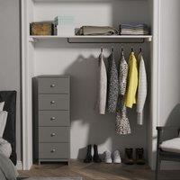 Ready Assembled 2 U Newlyn 5 Drawer Tall Bedside (Ready Assembled) in Dark Grey