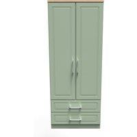 Ready Assembled 2 U Norfolk 2 Door 2 Drawer Wardrobe (Ready Assembled) in Pale Green