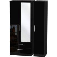 Ready Assembled 2 U Windsor Triple 2 Drawer Mirrored Wardrobe (Ready Assembled) in Black