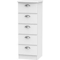 Ready Assembled 2 U Albert 5 Drawer Tall Bedside (Ready Assembled) in White