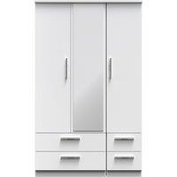 Ready Assembled 2 U Windsor Triple 2 Drawer Mirror + Drawer Wardrobe (Ready Assembled) in White