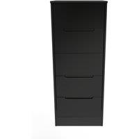 Ready Assembled 2 U Bristol 5 Drawer Tall Bedside (Ready Assembled) in Black