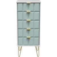 Ready Assembled 2 U Metro 5 Drawer Tall Bedside (Ready Assembled) in Duck Egg Blue
