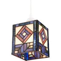 Happy Homewares Classic Art Denergy savingTiffany Square Box Pendant Shade in Blue & Purple