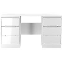 Ready Assembled 2 U Bristol 6 Drawer Kneehole Desk (Ready Assembled) in White