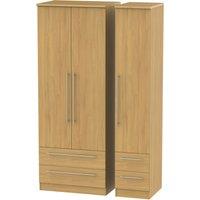 Ready Assembled 2 U Carlton Tall Triple 2 Drawer + Drawer Wardrobe (Ready Assembled) in Natural