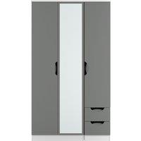 Ready Assembled 2 U Holborn Tall Triple Mirror + Drawer Wardrobe (Ready Assembled) in Dark Grey