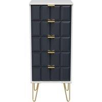 Ready Assembled 2 U Metro 5 Drawer Tall Bedside (Ready Assembled) in Dark Blue