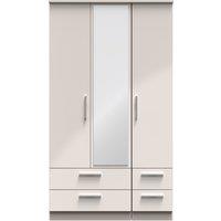Ready Assembled 2 U Windsor Tall Triple 2 Drawer Mirror + Drawer Wardrobe (Ready Assembled) in Taupe