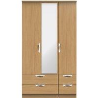Ready Assembled 2 U Holborn Tall Triple 2 Drawer Mirror + Drawer Wardrobe (Ready Assembled) in Brown
