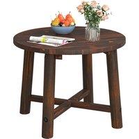 Costway Outdoor Side Table Patio End Table with Solid Wood Structure in Brown