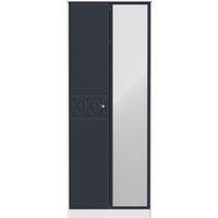 Ready Assembled 2 U Memphis Tall 2 Door Mirrored Wardrobe (Ready Assembled) in Dark Blue