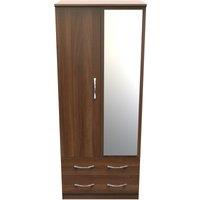 Ready Assembled 2 U Hampshire 2 Door 2 Drawer Mirrored Wardrobe (Ready Assembled) in Walnut