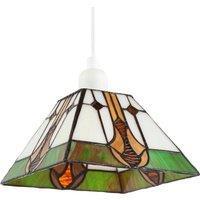 Happy Homewares Designer Art Denergy savingTiffany Glass Pendant Light Shade in Green & Amber