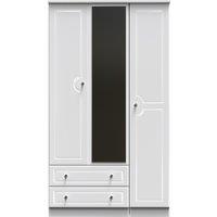Ready Assembled 2 U Stratford Triple 2 Drawer Mirrored Wardrobe (Ready Assembled) in White