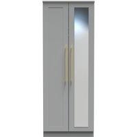 Ready Assembled 2 U Helmsley Tall 2 Door Mirrored Wardrobe (Ready Assembled) in Dark Grey