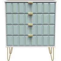Ready Assembled 2 U Metro 4 Drawer Chest (Ready Assembled) in Duck Egg Blue
