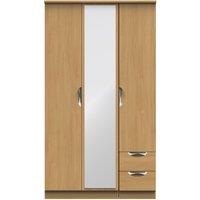 Ready Assembled 2 U Holborn Tall Triple Mirror + Drawer Wardrobe (Ready Assembled) in Brown