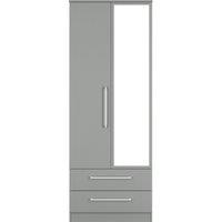 Ready Assembled 2 U Gloucester Tall 2 Door 2drw Mirrored Wardrobe (Ready Assembled) in Dark Grey