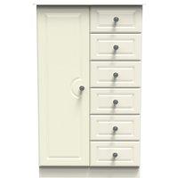 Ready Assembled 2 U Stirling 1 Door 5 Drawer Childrens Wardrobe (Ready Assembled) in Cream