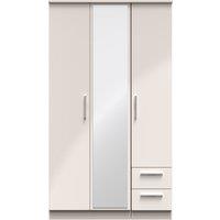 Ready Assembled 2 U Windsor Tall Triple Mirror + Drawer Wardrobe (Ready Assembled) in Taupe
