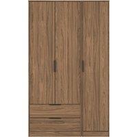 Ready Assembled 2 U Fuji Triple Wardrobe with 2 Drawers (Ready Assembled) in Walnut