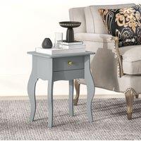 HOMCOM End Table French Style Small Table with Drawer & Curved Legs, Grey