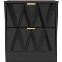 Ready Assembled 2 U Washington 2 Drawer Bedside Cabinet (Ready Assembled) in True Black