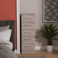 Ready Assembled 2 U Gloucester 5 Drawer Tall Bedside (Ready Assembled) in Light Grey