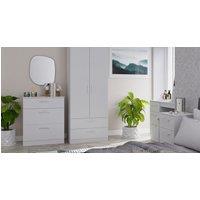 Ready Assembled 2 U Cornwall Tall 2 Door 2drw Mirrored Wardrobe (Ready Assembled) in Light Grey