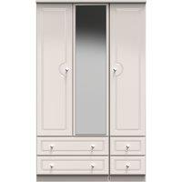 Ready Assembled 2 U Stratford Tall Triple 2 Drawer Mirror + Drawer Wardrobe (Ready Assembled) in Taupe